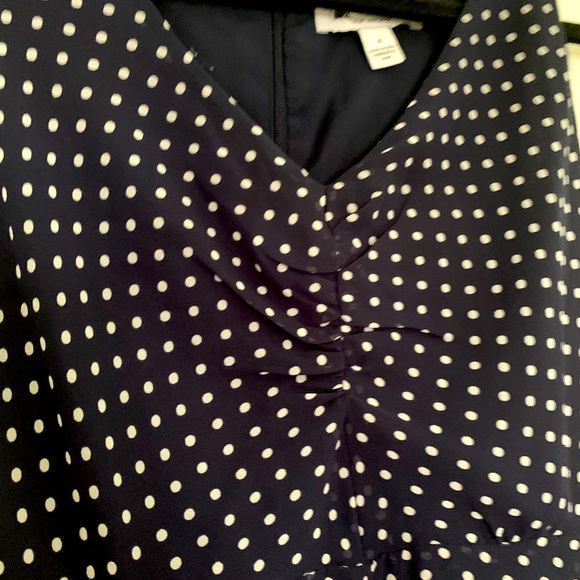 Elegant navy polka dot dress - Picture 2 of 3